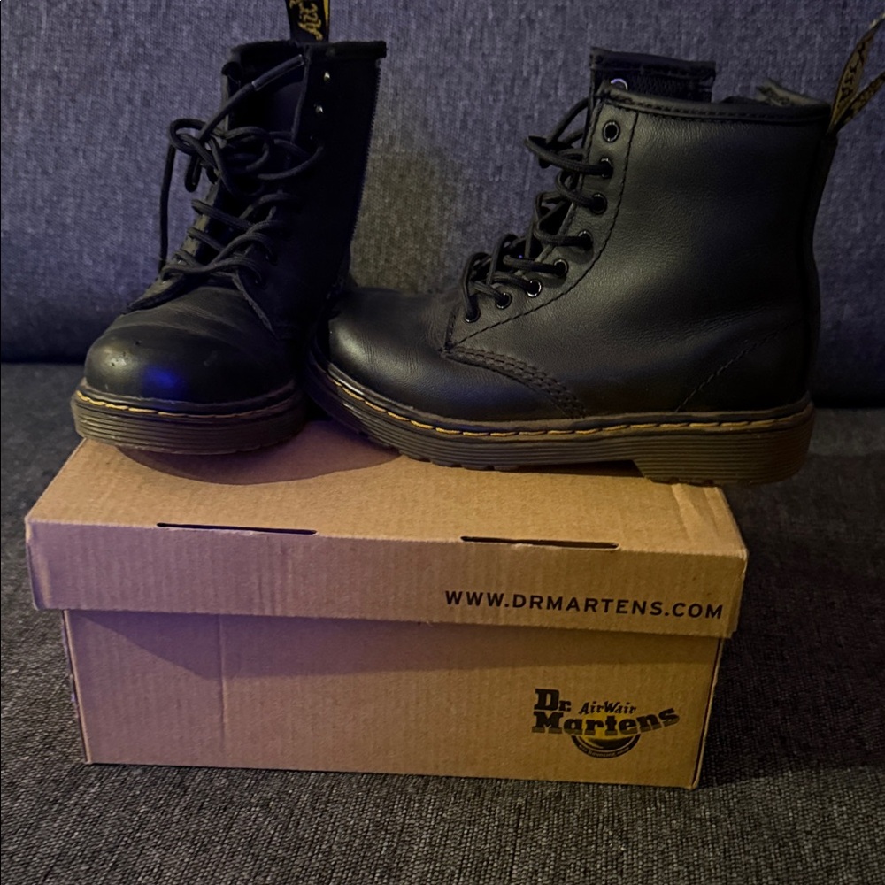 Dr. Martens Black Kids Lace-Up Boots